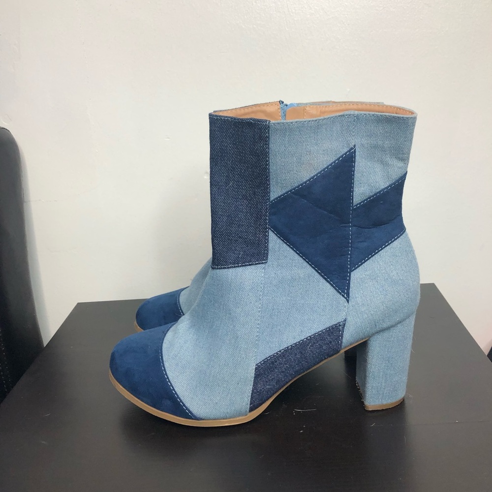 Denim booties